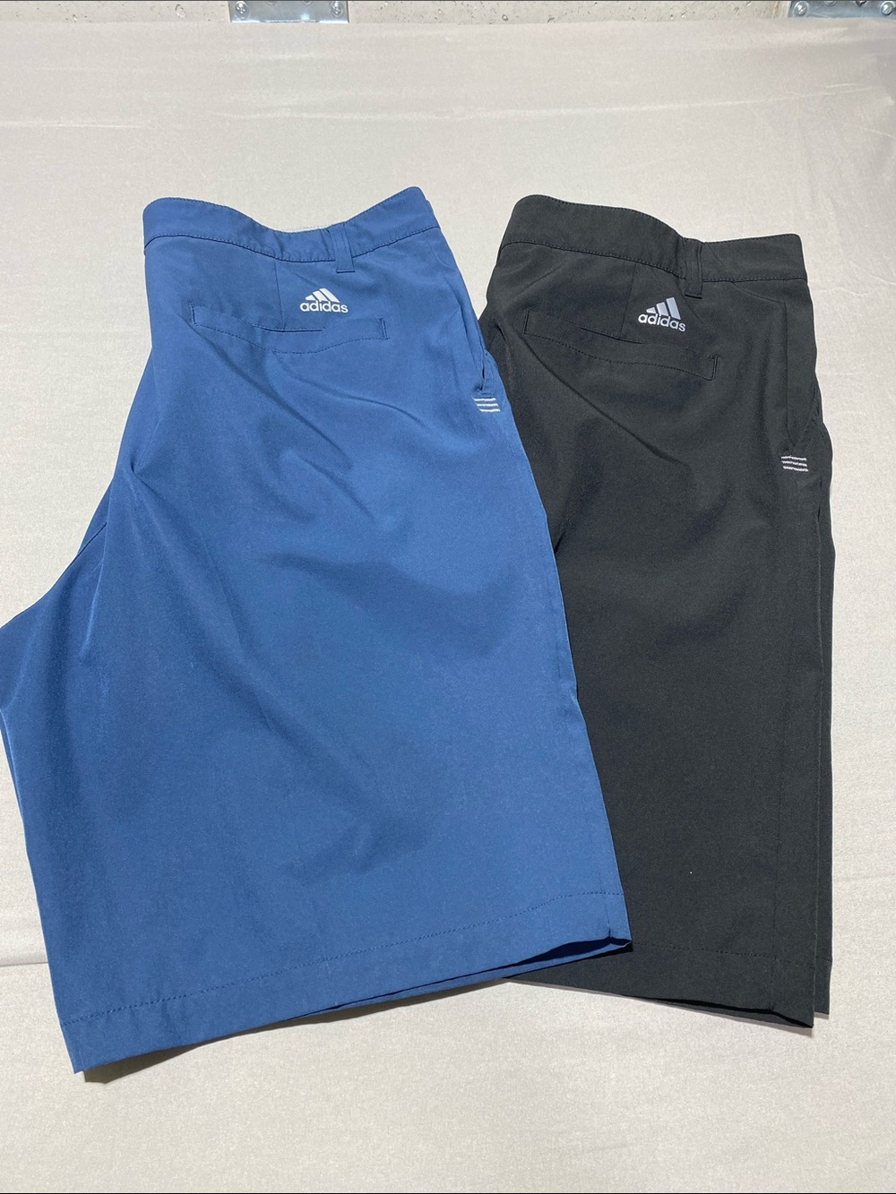 adidas Black/Navy Flat Front Performance Golf Shorts